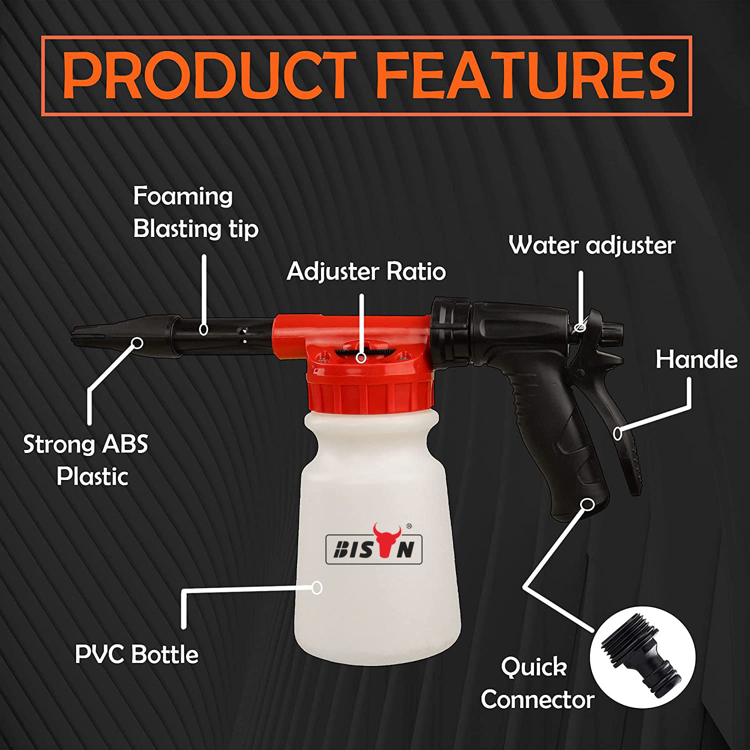 Snow Foam Gun Connect Garden Hose Soap High Pressure Cleaner Sprayer Free Sponge for Car Wash