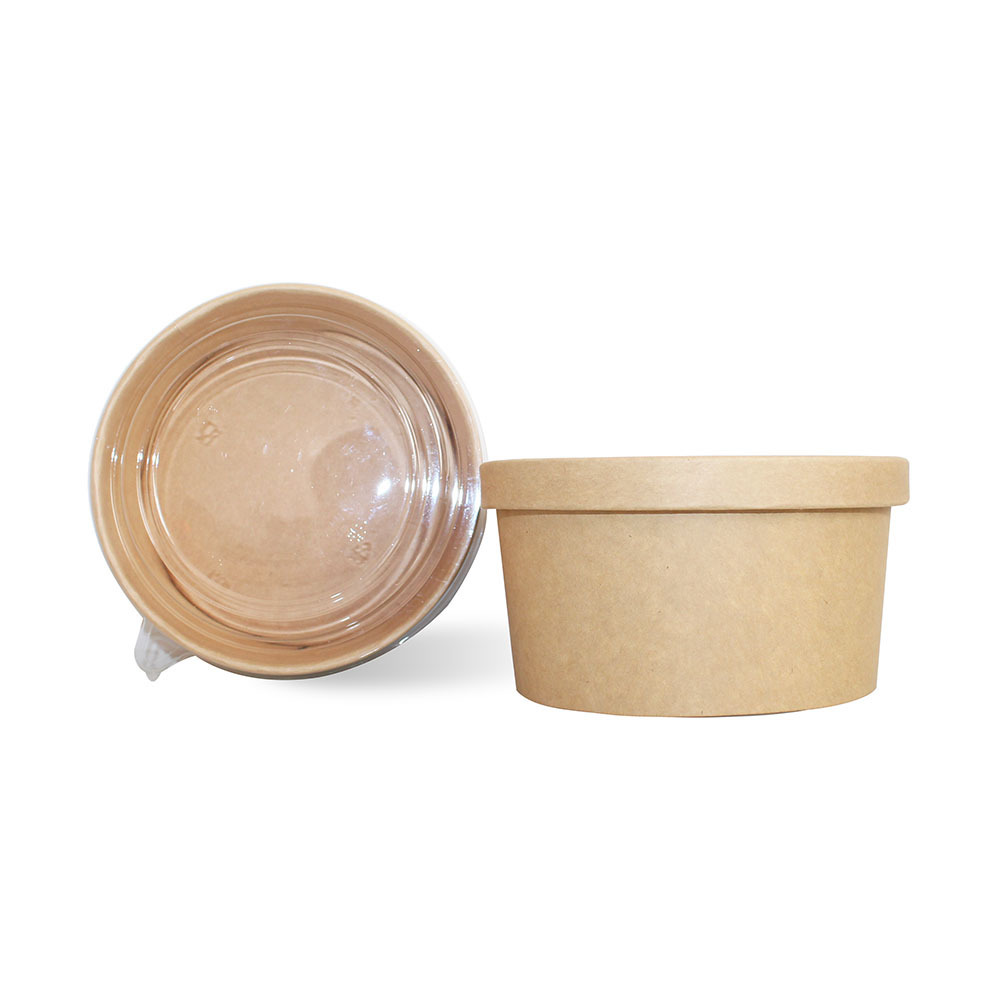 High Quality Kraft Paper Plates Salad Bowls 1000ml Rectangular Fast Food PP Kraft Salad Bowl With PET/Paper Lid