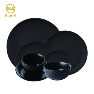 6"8"10.5"12" ceramic porcelain matte black charger plates coffee cup bowl dinnerware set, nordic euro stoneware for wedding deco