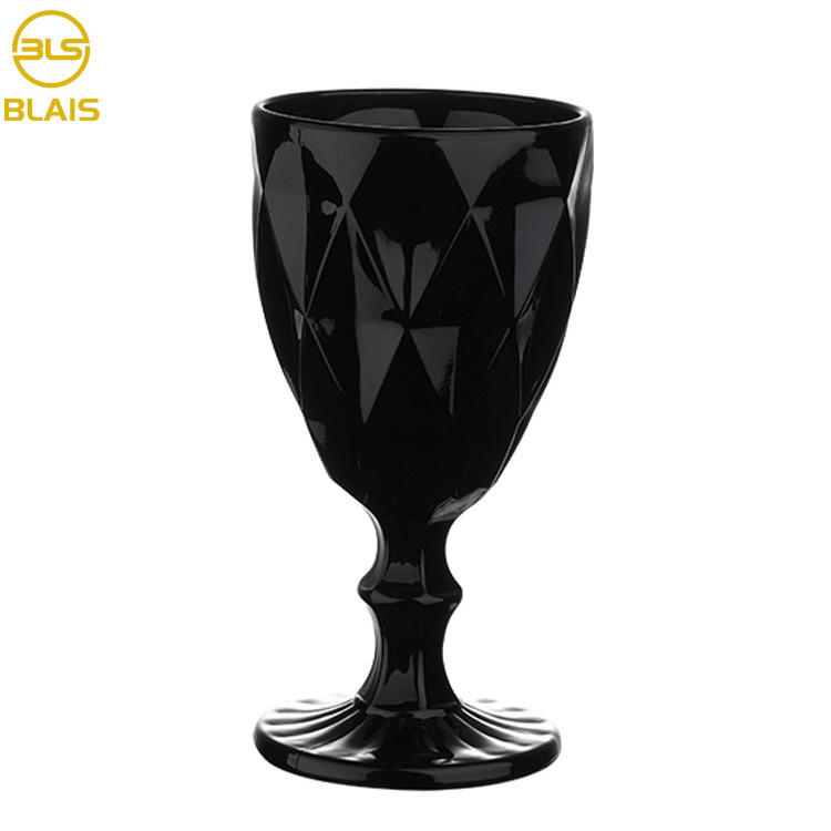 wholesale vintage black wine goblet glass water wine glasses for party event