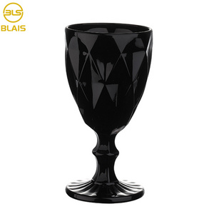 wholesale vintage black wine goblet glass water wine glasses for party event