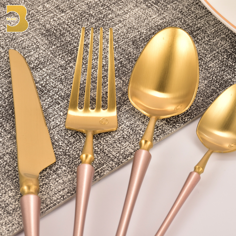 Top Seller 2020 4 Piece SS Cutlery Set Rose Gold Metal Flatware Set Gold pink Stainless Steel Cutlery