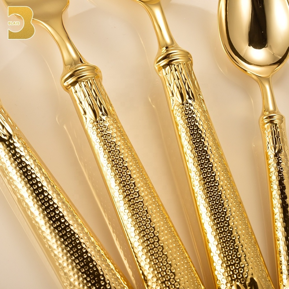 innovative Luxury Golden Silverware Bulk Royal Flatware 24k Gold 18/10 Stainless Steel Cutlery Set