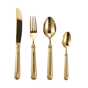 innovative Luxury Golden Silverware Bulk Royal Flatware 24k Gold 18/10 Stainless Steel Cutlery Set