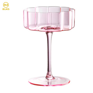 pink crystal martini cocktail wine goblet vintage ribbed coupe glass for wholesale