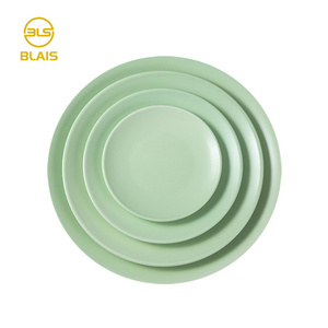 6"8"10.5"12" nordic ceramic cyan dinner plate set, handmade european crockery porcelain dish stoneware dinnerware for restaurant