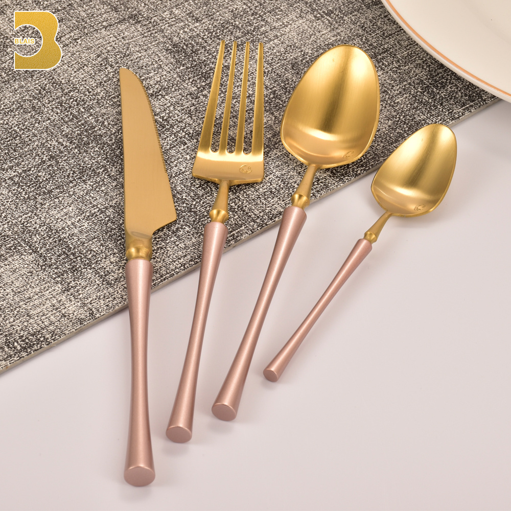 Top Seller 2020 4 Piece SS Cutlery Set Rose Gold Metal Flatware Set Gold pink Stainless Steel Cutlery