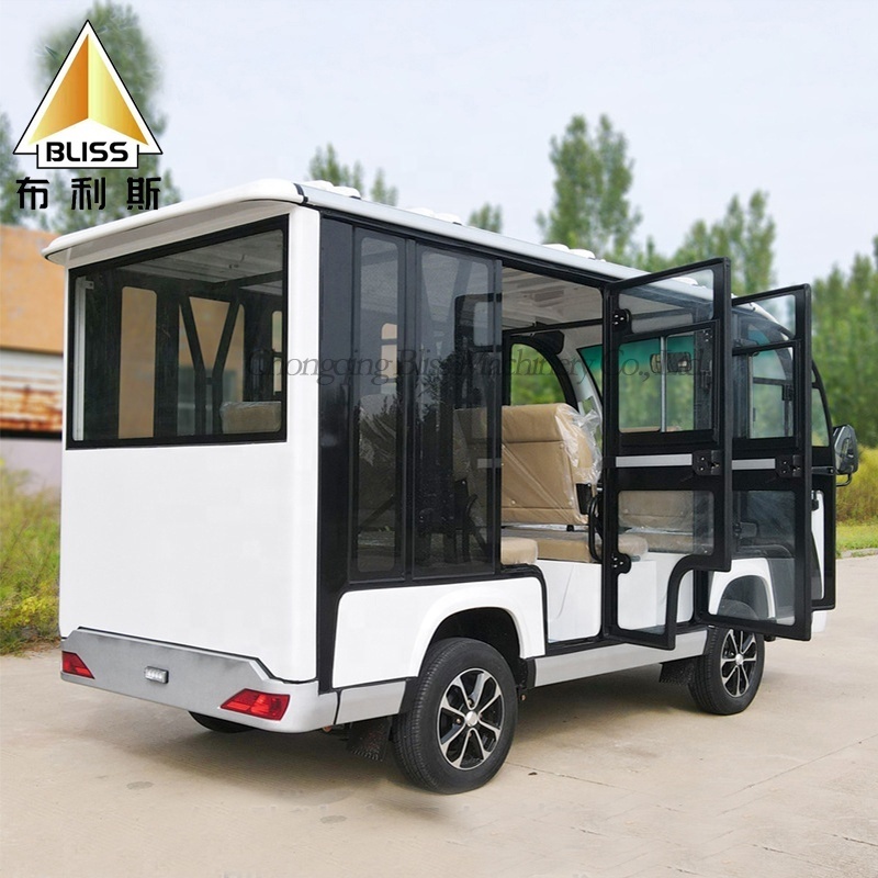 Luxury Golf Cart 4 Wheel Drive Electric Enclosed Golf Cart Motor 72V 8 Seater Mini Vintage Car Sightseeing Bus Car