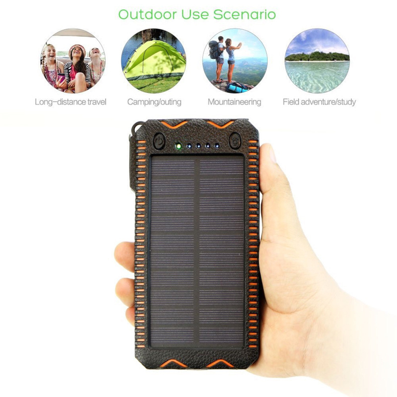 Outdoor Electronic Cigarette Lighter Dual LED Lights Solar Charging 10000mAh Portable Solar Power Bank