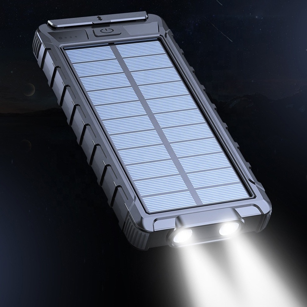 Hot Trending Wholesale Wireless Solar Mobile Charger Portable Power Bank 10000mah with 2 Strong Flashlights and Compass Outdoor