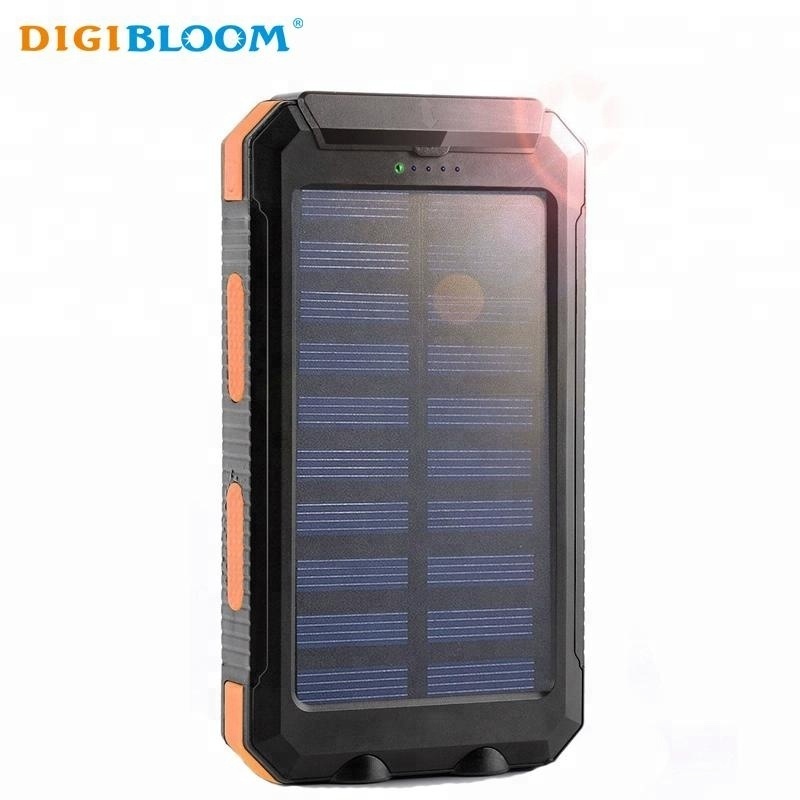 Free Sample Portable Mobile Solar Charger Power Bank Outdoor External Phone Battery Pack with Compass for iphone