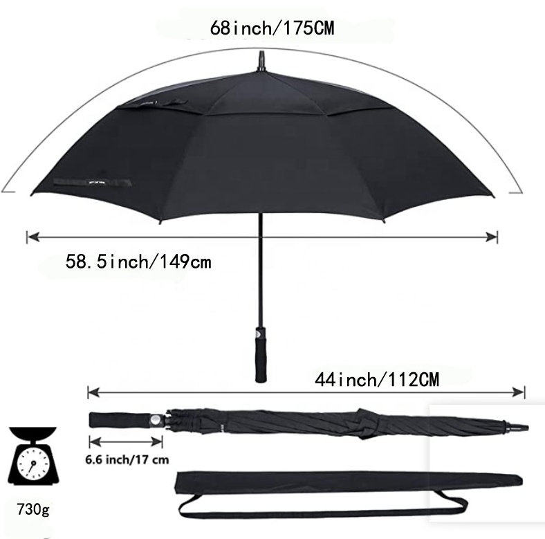 Golf Umbrellas Double Layer Extra Large Oversized Golf Umbrella Heavy Duty Big Long Umbrellas for the Rain