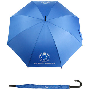 Blue straight umbrella print logo curved J plastic handle african print umbrellas ankara