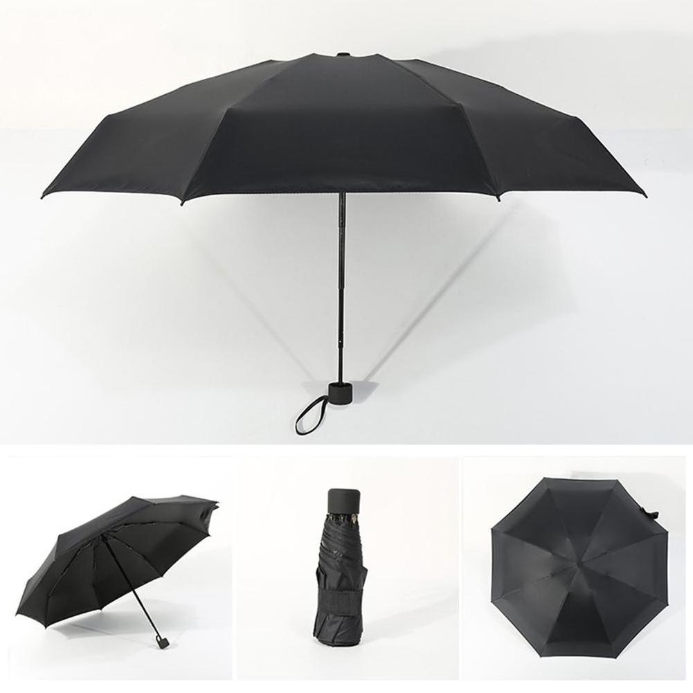 Mini phone umbrella pocket 5 fold Pocket Umbrella with Case black