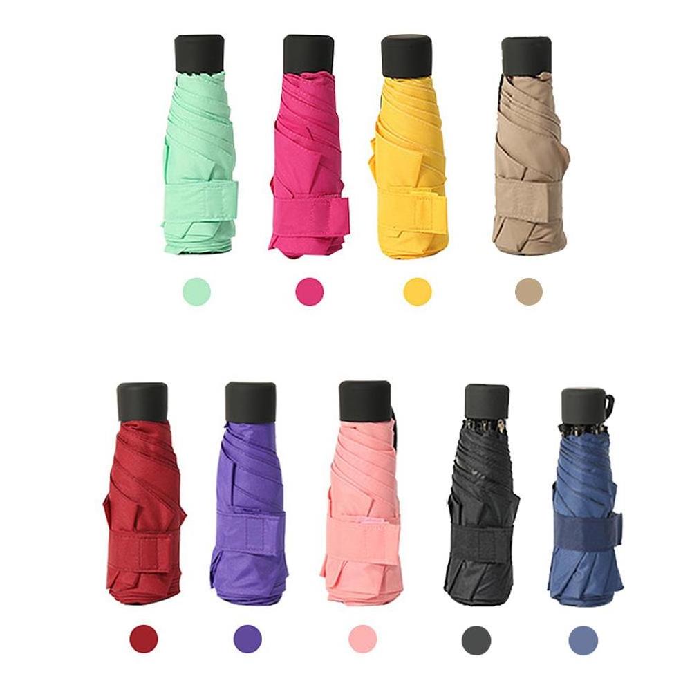 Mini phone umbrella pocket 5 fold Pocket Umbrella with Case black