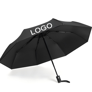 Branded LOGO Print Portable 3 Fold Auto Sun Shade Promotional Custom Fold Fashion Travel Rain Automatic Umbrella with LOGO