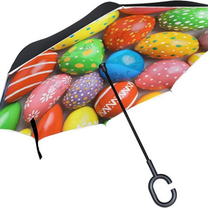 OEM Festival Upward Umbrellas Parasol Automatic Reverse Umbrellas with Custom Logo Prints