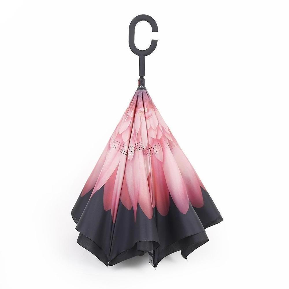 Windproof  Inverted  hands free umbrella Upside Down Double Layer Inside Out Reverse Umbrella