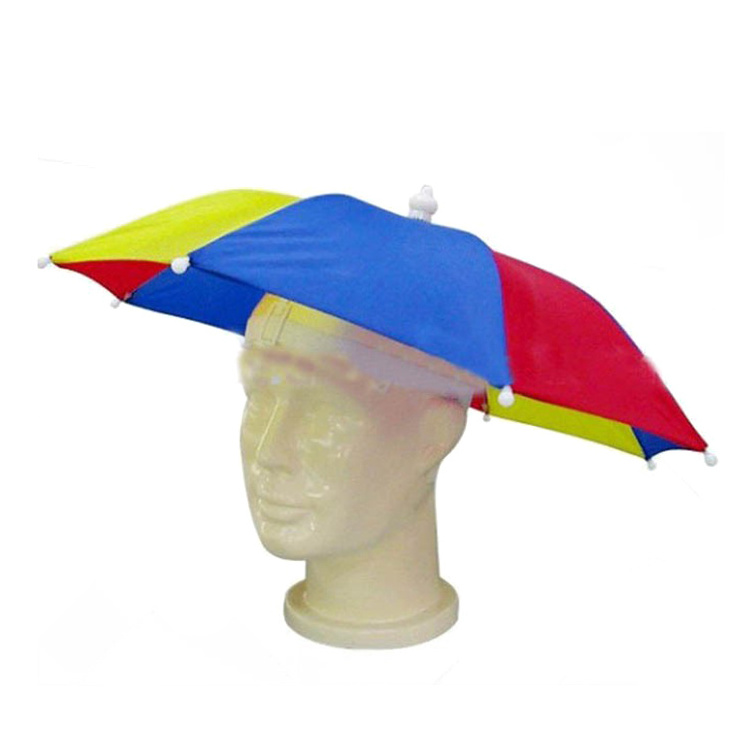 Outdoor  Hat Head Shape Umbrella Hat  Color Fishing Umbrella   on the head