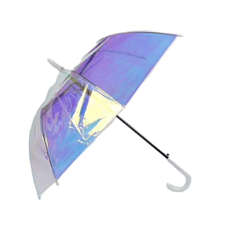 Auto Long Plastic POE Iridescent Pearl Colour Changing Fashion Magic Laser Umbrella for Wholesales