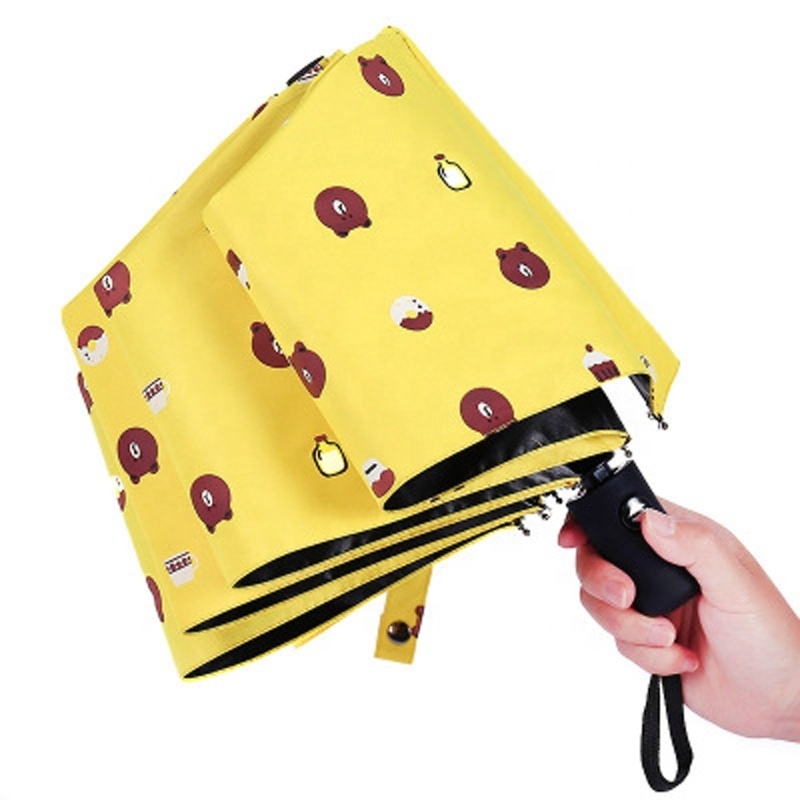 Personal Sun Umbrella Lovely Girl Personal Sun Atomatic Folding Umbrella with Bear Custom Print