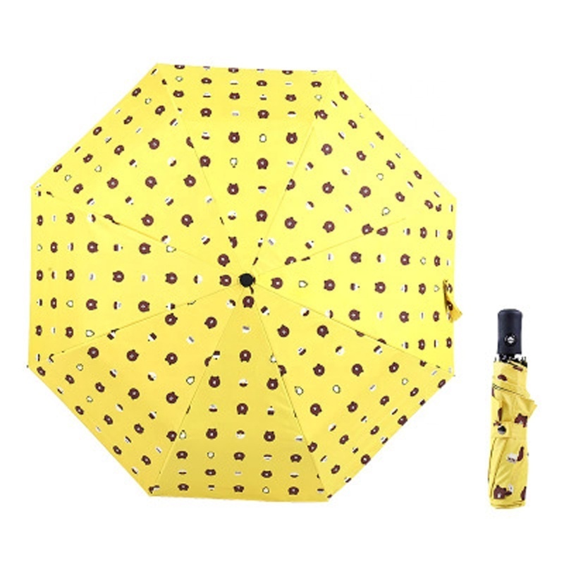 Personal Sun Umbrella Lovely Girl Personal Sun Atomatic Folding Umbrella with Bear Custom Print