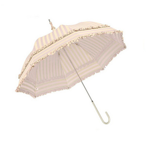 China OEM Supply Pagoda Umbrella Beautiful Lady Manual Open Ruffle Straight Umbrella for Rain