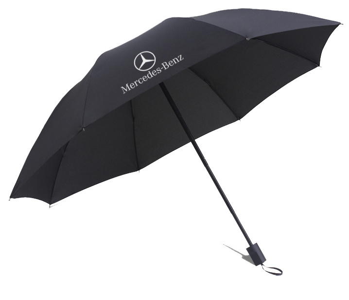 Import Umbrellas 3 Fold Manual Open Custom Printed Umbrella Car Brand Logo Rubber Coating Handle for Car