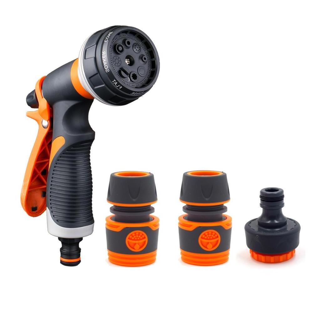 Plastic 8 pattern garden hose nozzle set with connector