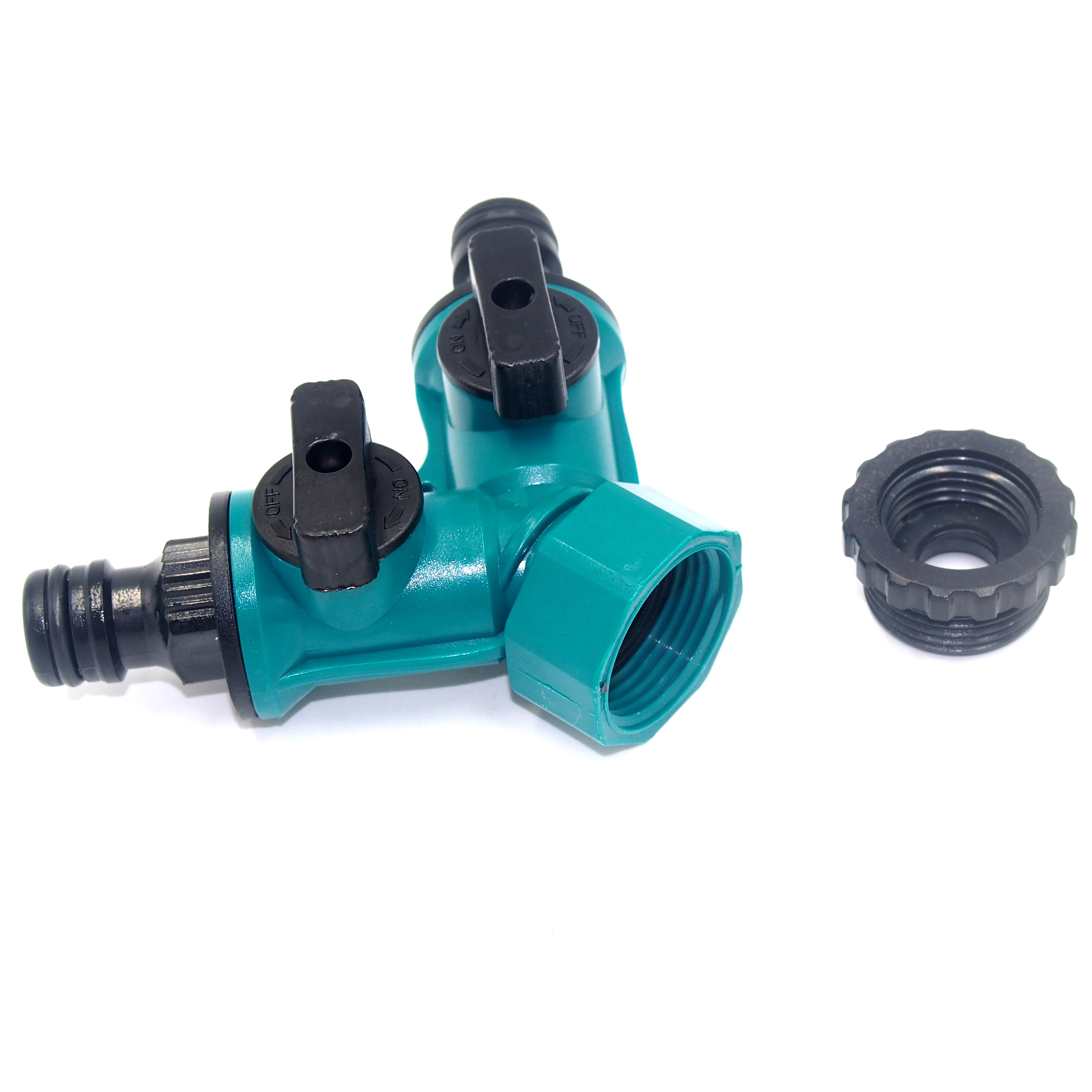 Plastic garden 2-way  hose splitter with valve