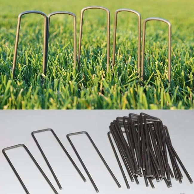 High Quality Garden Galvanised U Shaped Curved Grass Cloth Nails Sod Staple Garden Turf Nails for Artificial Grass