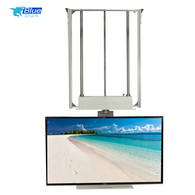 Factory 32-75inch motorized 180 degree left and right rotation Height Adjustable Ceiling Drop down TV lift with remote control