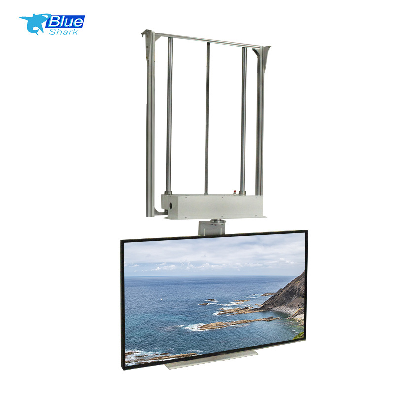 Factory 32-75inch motorized 180 degree left and right rotation Height Adjustable Ceiling Drop down TV lift with remote control