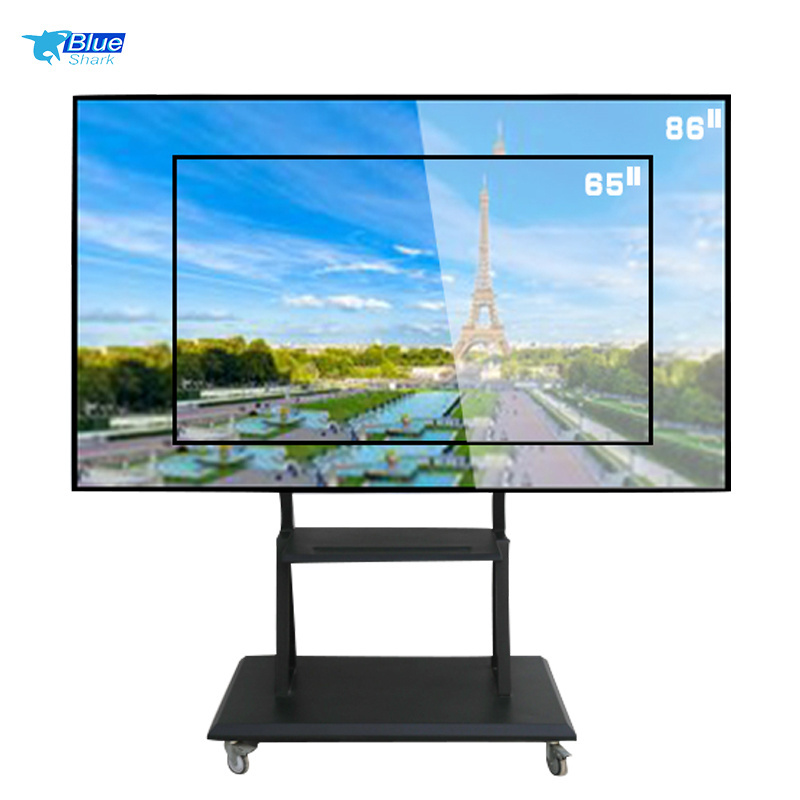 Mobile TV Cart with Wheels for 100 120  Inch LCD LED 4K Flat Curved Screen TVs- Height Adjustable Rolling TV Stand With Wheels