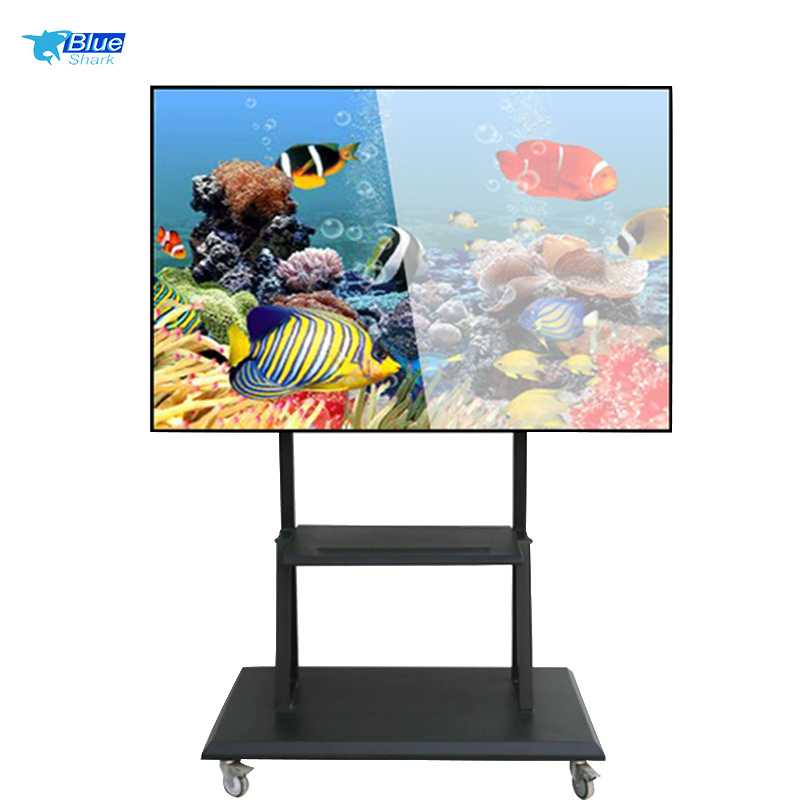 Mobile TV Cart with Wheels for 100 120  Inch LCD LED 4K Flat Curved Screen TVs- Height Adjustable Rolling TV Stand With Wheels