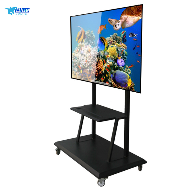 Mobile TV Cart with Wheels for 100 120  Inch LCD LED 4K Flat Curved Screen TVs- Height Adjustable Rolling TV Stand With Wheels