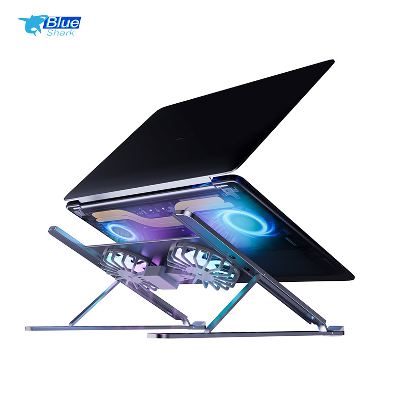 8 Level Adjustable Computer cooler Foldable Tablet Stand Aluminium alloy Laptop Cooling Pads  Laptop Fan Riser for office