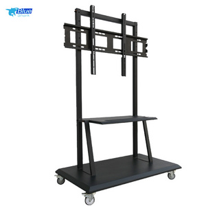 Mobile TV Cart with Wheels for 100 120  Inch LCD LED 4K Flat Curved Screen TVs- Height Adjustable Rolling TV Stand With Wheels