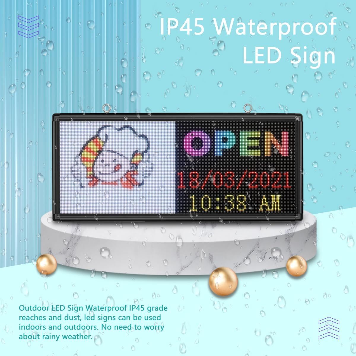 Large HD Outdoor Full Colour LED Display WiFi + USB Programmable Custom Text Animation Pattern Digital LED Display