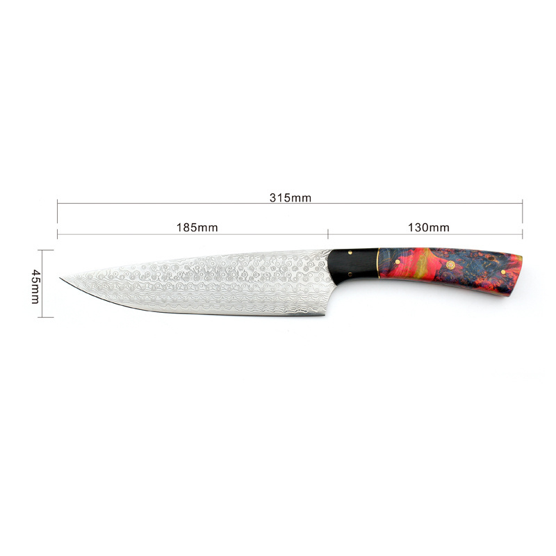 7 Inch Damascus Kitchen Knife Japanese Chefs Knife VG 10 Super Carbon Steel Cutting Knife for Meat Vegetable