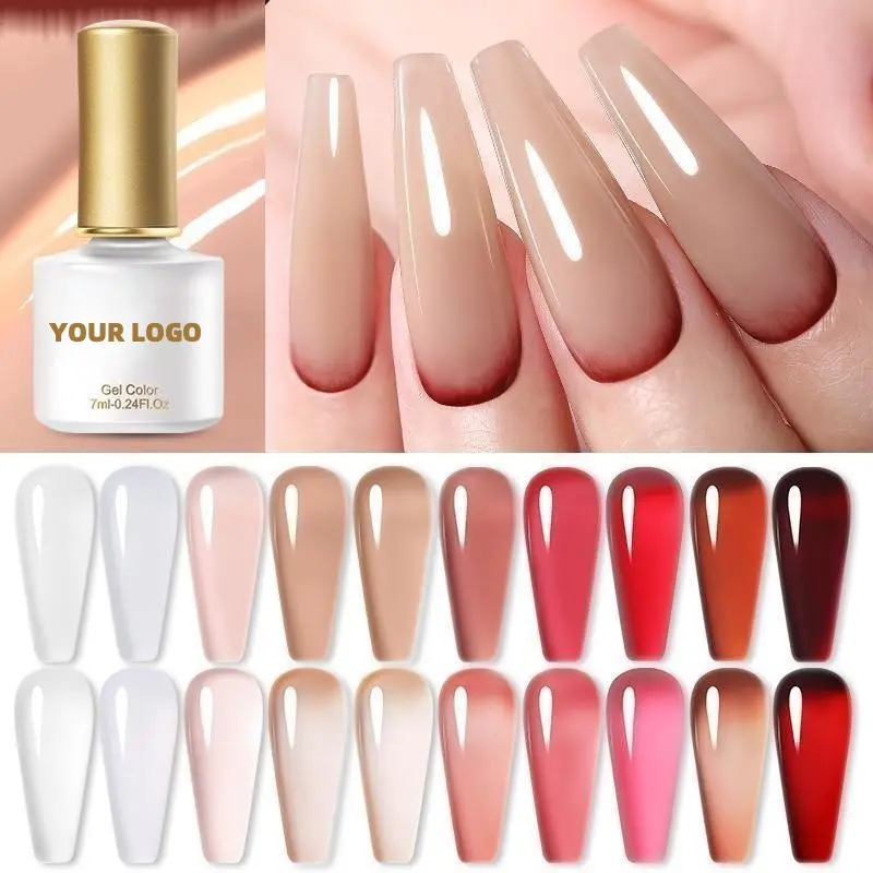 Nail Beauty Transparent Jelly Nude Soak Off UV Gel Summer Crystal Private Label 15ml Gel Polish Varnish