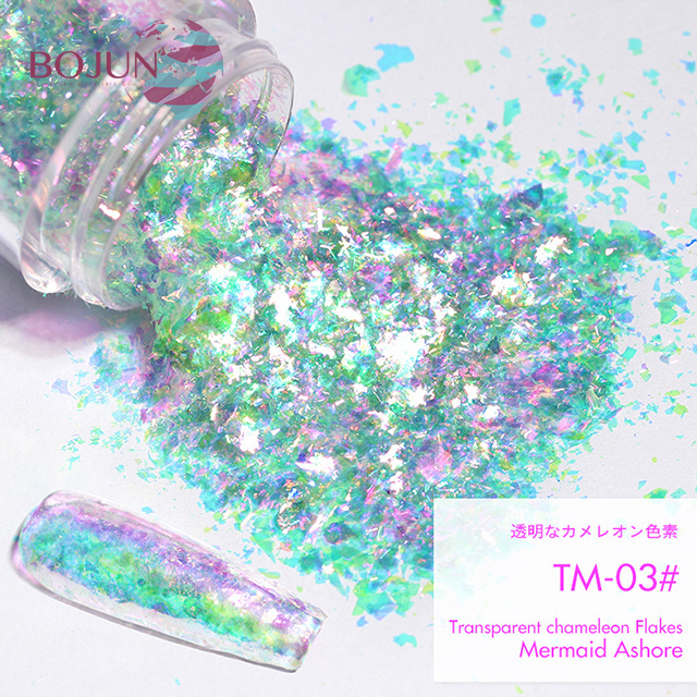 Massive Selection for Holographic Chameleon Transparent Rainbow Nail Art Flake Pigment Powder