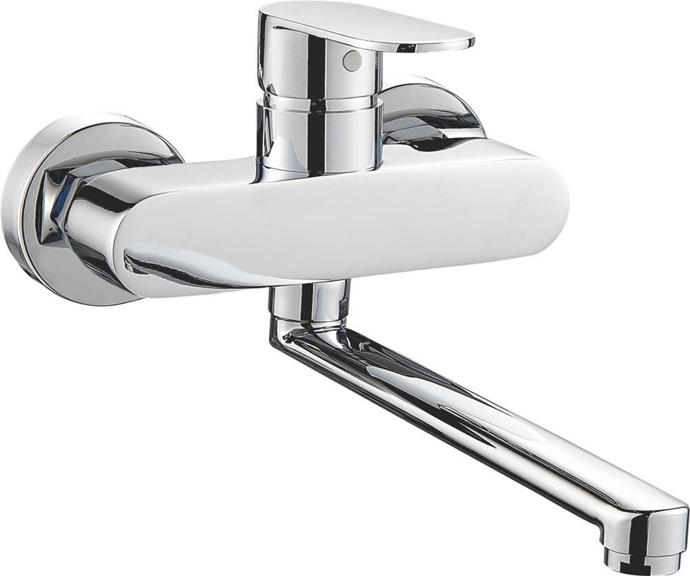 OB8102-13F  wall mounted brass sink faucet  with long spout for  kitchen