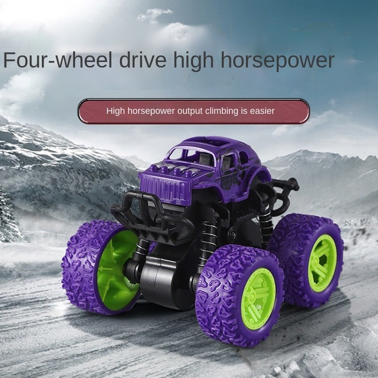 Monster Trucks Pull Back Vehicles Cars Rotation 4 Wheels Drive Durable Friction Powered Push and Go Birthday Toys for Kids