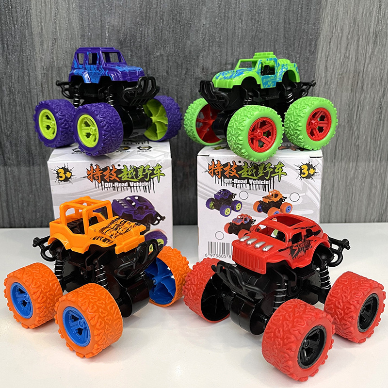 Monster Trucks Pull Back Vehicles Cars Rotation 4 Wheels Drive Durable Friction Powered Push and Go Birthday Toys for Kids