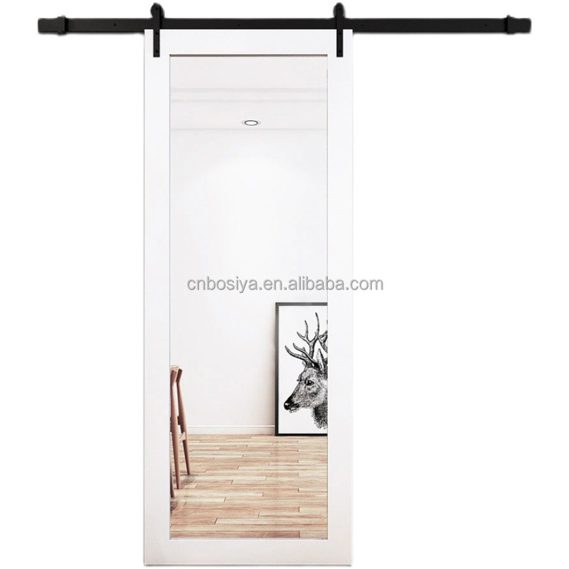 Bosya Hotel Style Wooden Mirror Barn Door Hilton Partition Sliding Mirrored Barn Doors with Hardware Kit