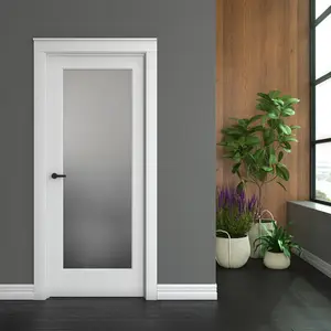 Affordable and Durable Solid Core Interior Doors with Sleek Frosted Glass Design - Perfect for Modern Homes and Offices