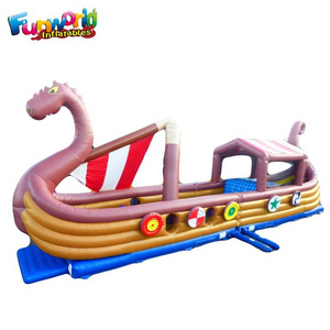 Nice viking theme inflatable ship viking pirate boat pirate obstacle bouncer