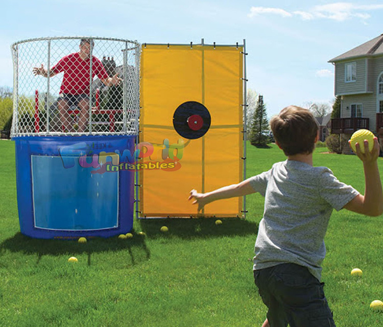 Commercial dunk tank game bounce houses with water slides dunking machine dunk tank