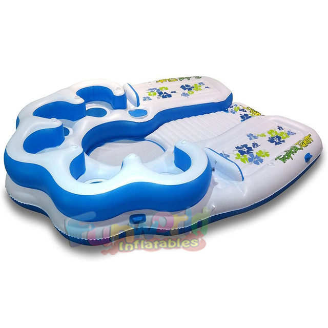 Tahiti tropical inflatable floating island 7 people floating lounge